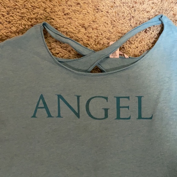 LIKE NEW Victoria’s Secret “ANGEL” super soft sleep tee in beautiful blue size S - Picture 2 of 3